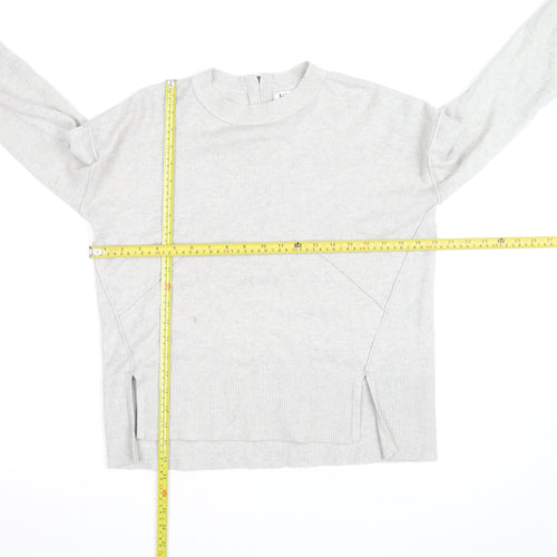 Kin by John Lewis Women’s Grey Mock Neck Zip Back Wool Cotton Jumper S