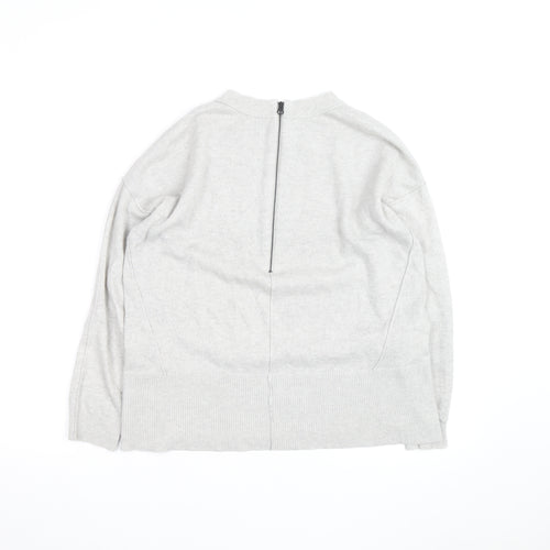 Kin by John Lewis Women’s Grey Mock Neck Zip Back Wool Cotton Jumper S