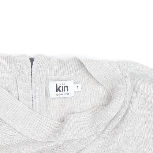 Kin by John Lewis Women’s Grey Mock Neck Zip Back Wool Cotton Jumper S