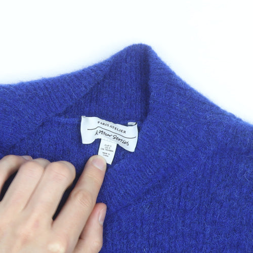 & Other Stories Women’s Blue Mock Neck Wool Alpaca Jumper Size 10