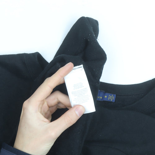 Ralph Lauren Men's Black Crew Neck Cotton Pullover Sweatshirt M