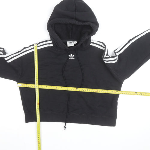 Adidas Womens Black Cropped Hoodie XS Hooded Sweatshirt