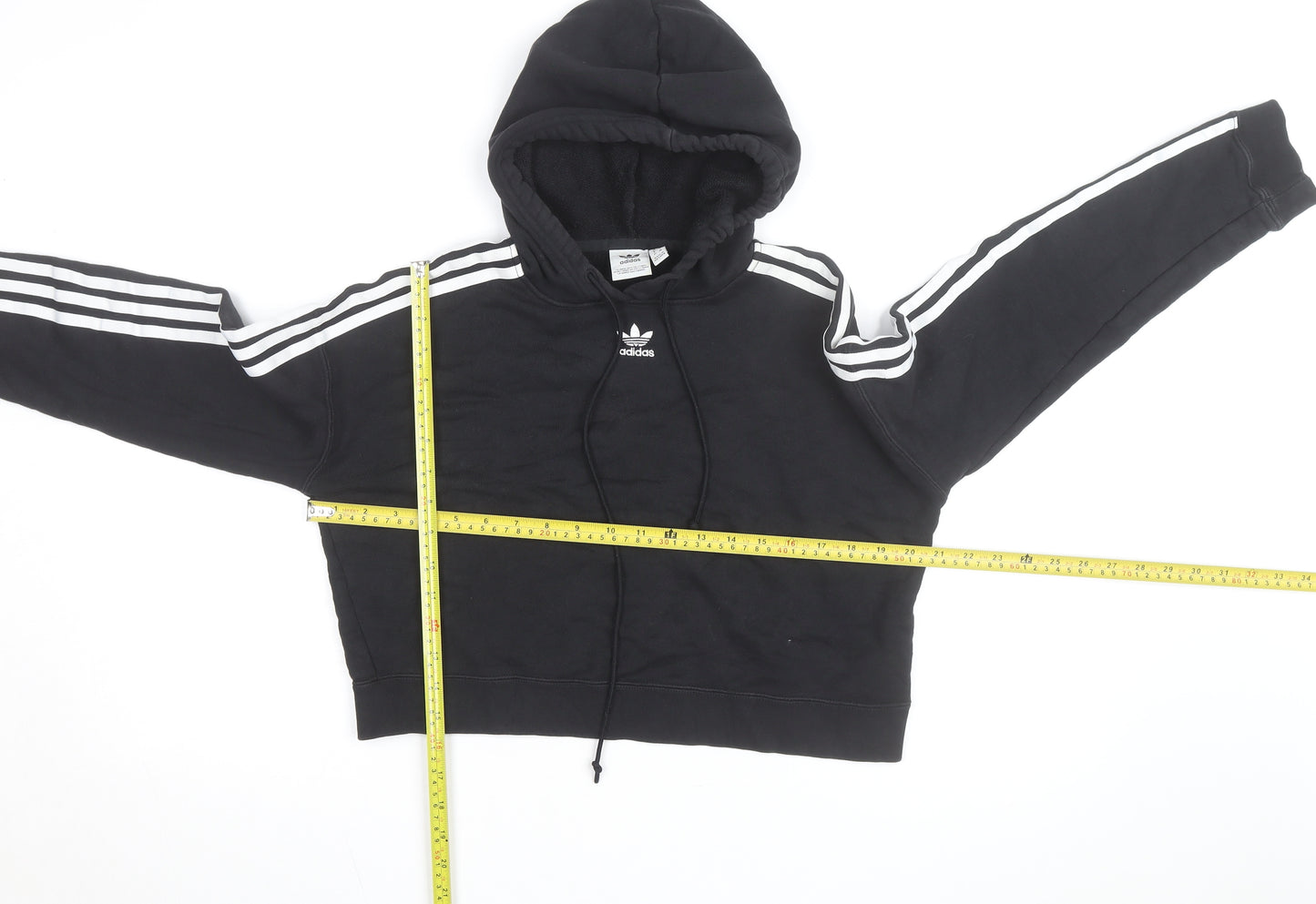 Adidas Womens Black Cropped Hoodie XS Hooded Sweatshirt
