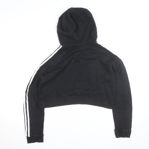 Adidas Womens Black Cropped Hoodie XS Hooded Sweatshirt