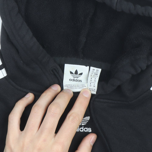 Adidas Womens Black Cropped Hoodie XS Hooded Sweatshirt