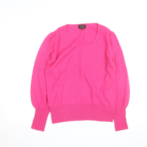 Pure Collection Women's Pink Cashmere Scoop Neck Jumper Size 12