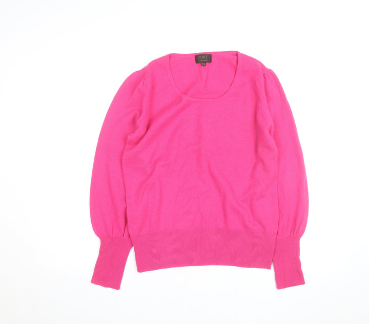 Pure Collection Women's Pink Cashmere Scoop Neck Jumper Size 12