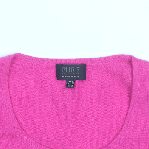 Pure Collection Women's Pink Cashmere Scoop Neck Jumper Size 12