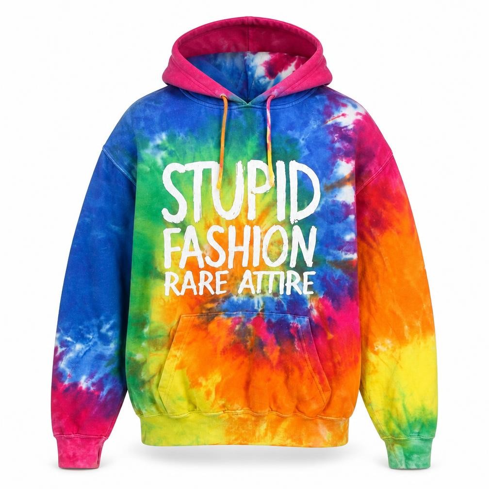 Front view of Basix of America men’s multicoloured tie dye pullover hoodie m