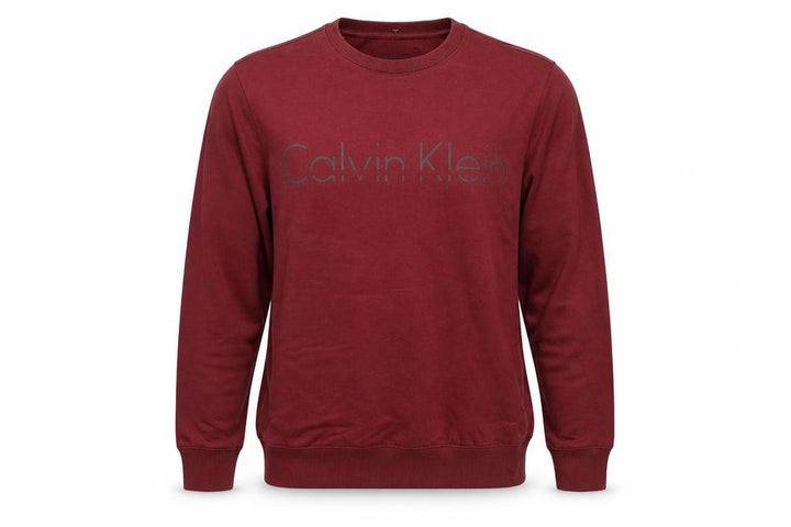 Calvin Klein Men's Red Logo Crew Neck Sweatshirt Size M