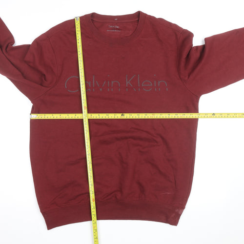 Calvin Klein Men's Red Logo Crew Neck Sweatshirt Size M
