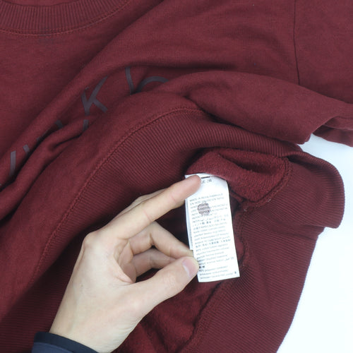 Calvin Klein Men's Red Logo Crew Neck Sweatshirt Size M