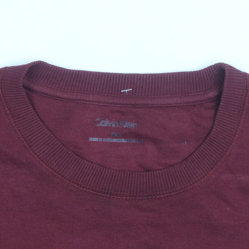 Calvin Klein Men's Red Logo Crew Neck Sweatshirt Size M