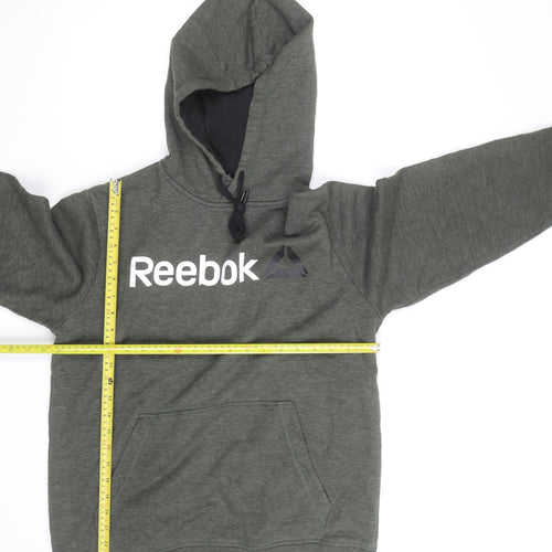 Reebok Mens Green Pullover Hoodie Medium Logo Fleece Sweatshirt