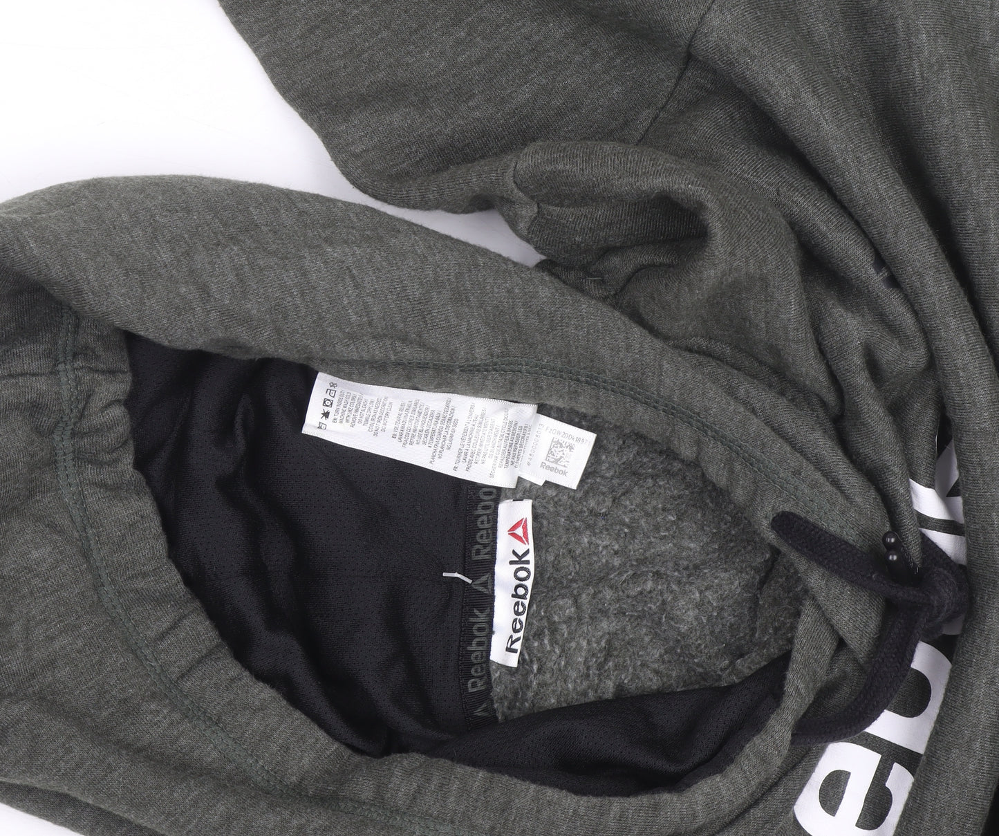 Reebok Mens Green Pullover Hoodie Medium Logo Fleece Sweatshirt