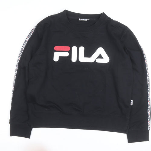FILA Mens Black L Crew Neck Logo Pullover Sweatshirt