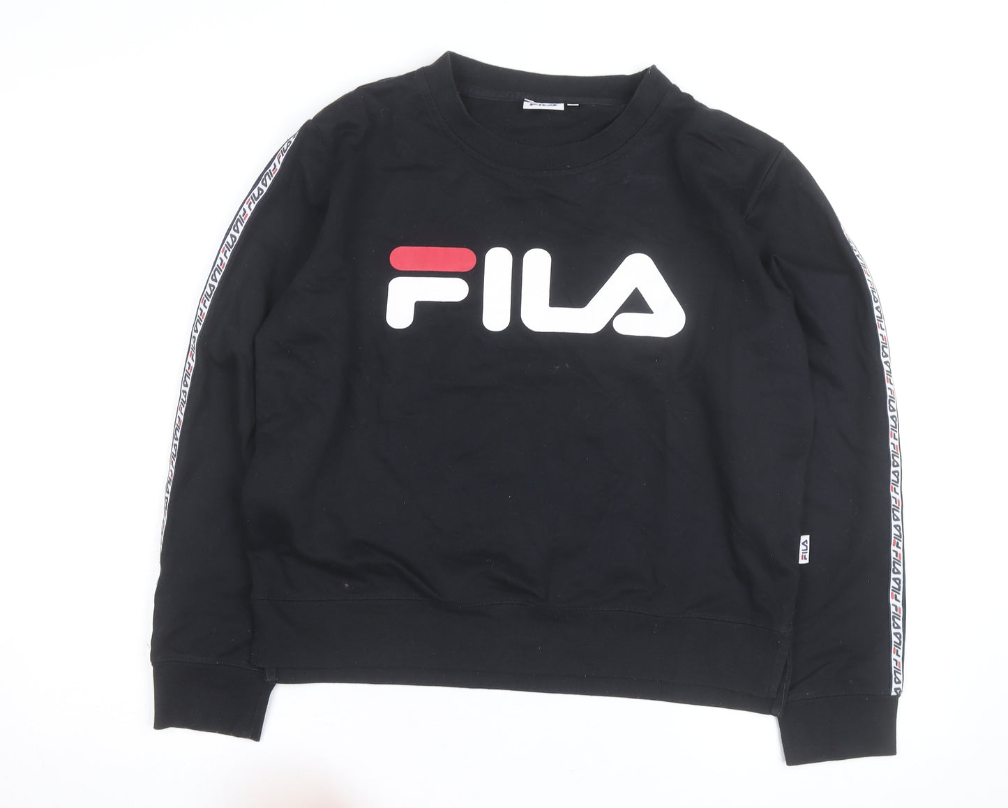 FILA Mens Black L Crew Neck Logo Pullover Sweatshirt