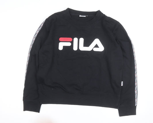 FILA Mens Black L Crew Neck Logo Pullover Sweatshirt