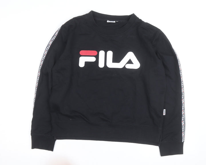FILA Mens Black L Crew Neck Logo Pullover Sweatshirt