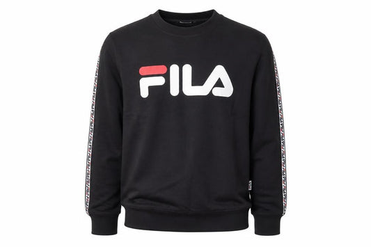 Front view of Fila men’s black l crew neck logo pullover sweatshirt
