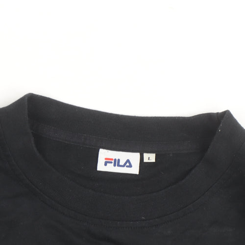 FILA Mens Black L Crew Neck Logo Pullover Sweatshirt
