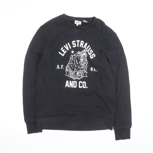 Levi's Men's Black Graphic Crew Neck Cotton Sweatshirt M