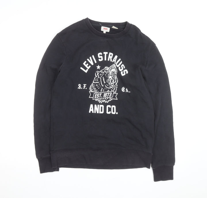 Levi's Men's Black Graphic Crew Neck Cotton Sweatshirt M