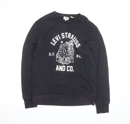 Levi's Men's Black Graphic Crew Neck Cotton Sweatshirt M