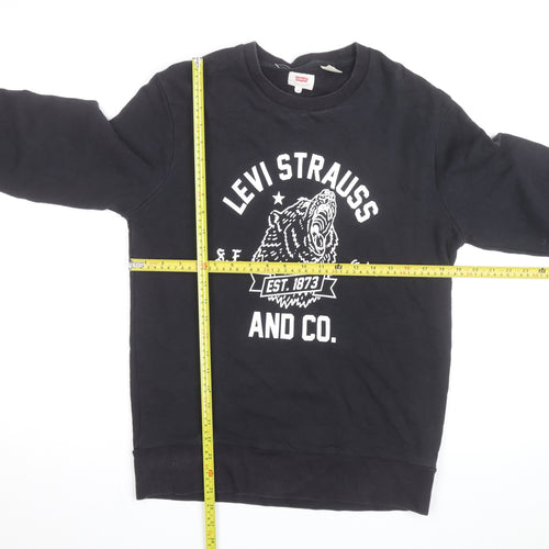 Levi's Men's Black Graphic Crew Neck Cotton Sweatshirt M
