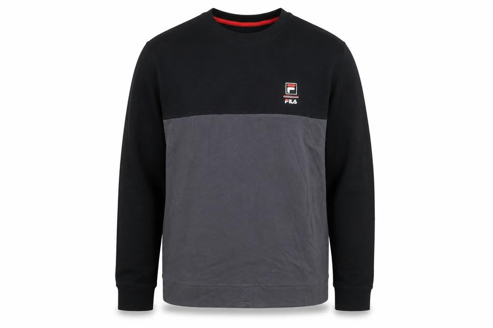 Front view of Fila Men's Black Regular Fit Pullover Sweatshirt, size L