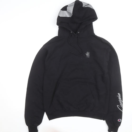 Champion Men's Black Pullover Hoodie Small Graphic Print Fleece