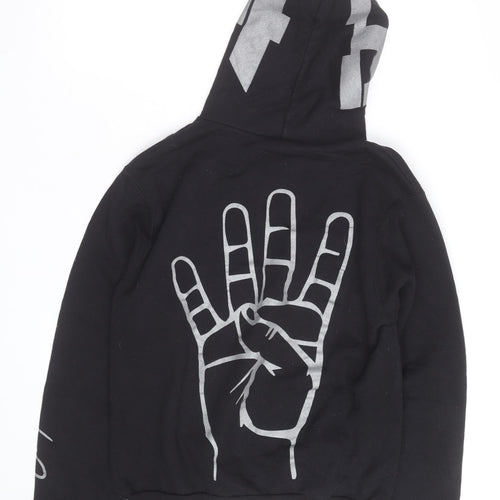 Champion Men's Black Pullover Hoodie Small Graphic Print Fleece