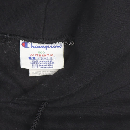 Champion Men's Black Pullover Hoodie Small Graphic Print Fleece