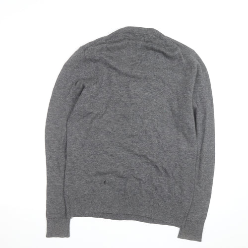 Howick Mens Grey Wool V-Neck Jumper Size M Lambswool Knitwear