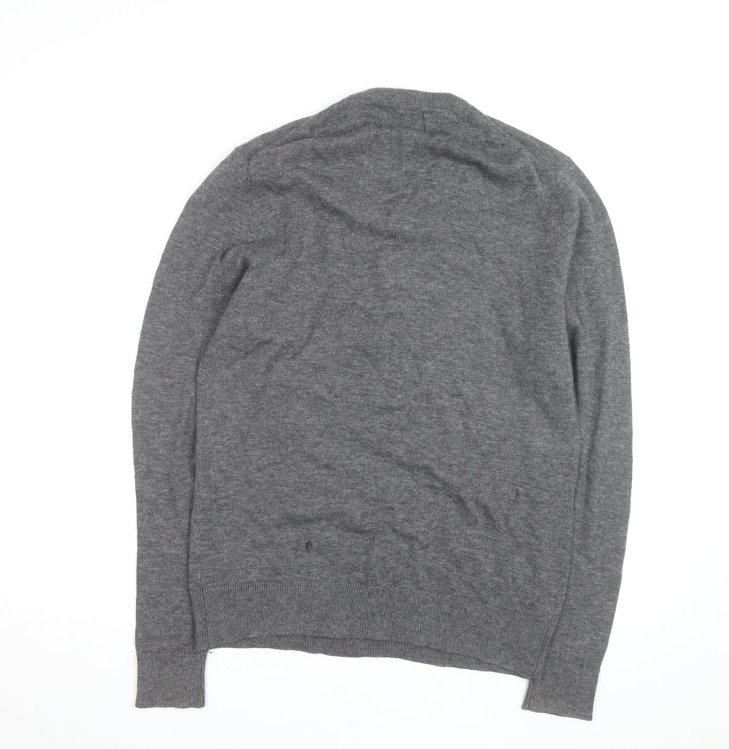 Howick Mens Grey Wool V-Neck Jumper Size M Lambswool Knitwear