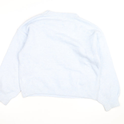 Wild Flower Women's Blue Beaded Bow Knit Pullover Jumper S/M