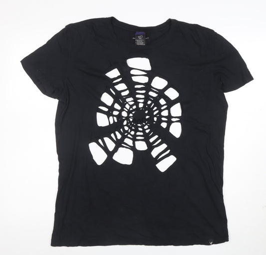 American Eagle Men's Black Classic Fit Spider Cut-Out T-Shirt M