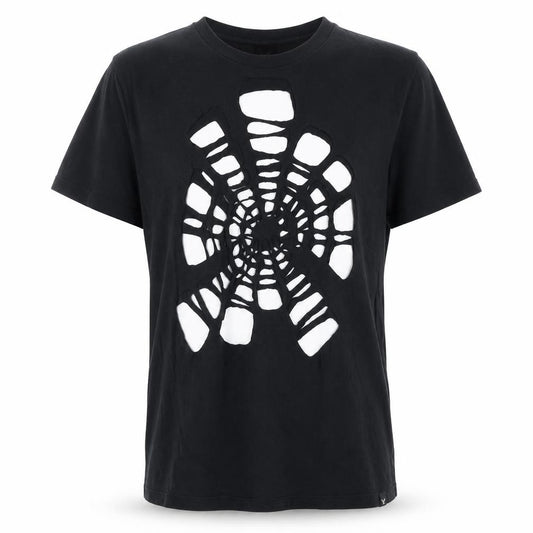 Front view of American Eagle Men's Black Classic Fit Spider Cut-Out T-Shirt M