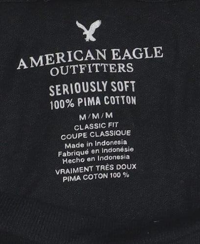 American Eagle Men's Black Classic Fit Spider Cut-Out T-Shirt M