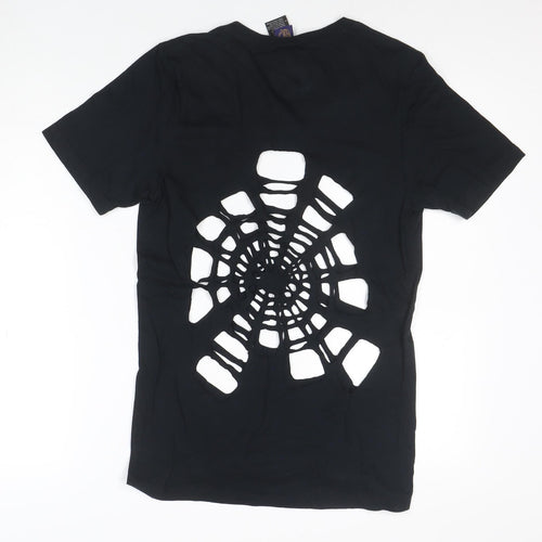 Jockey Men Black Slim V-Neck Cut-Out Gothic Cotton T-Shirt S