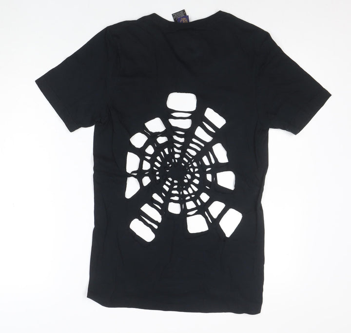 Jockey Men Black Slim V-Neck Cut-Out Gothic Cotton T-Shirt S