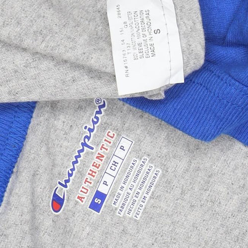 Champion Unisex Grey Blue Raglan 3/4 Sleeve T-Shirt Size S