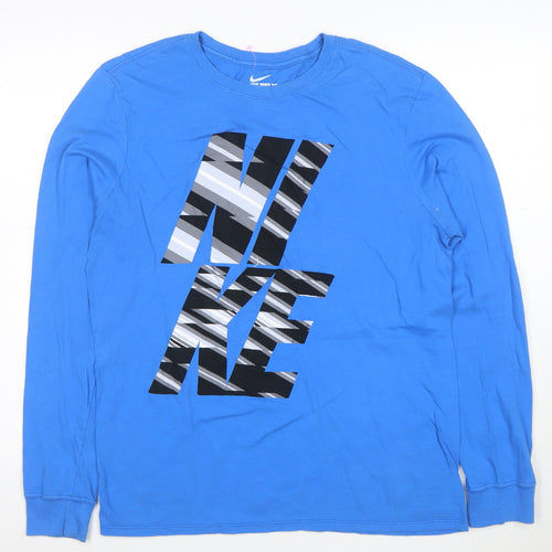 Nike Men's Blue Long Sleeve Graphic Athletic T-Shirt Size M