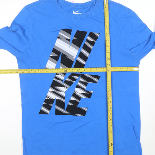 Nike Men's Blue Long Sleeve Graphic Athletic T-Shirt Size M