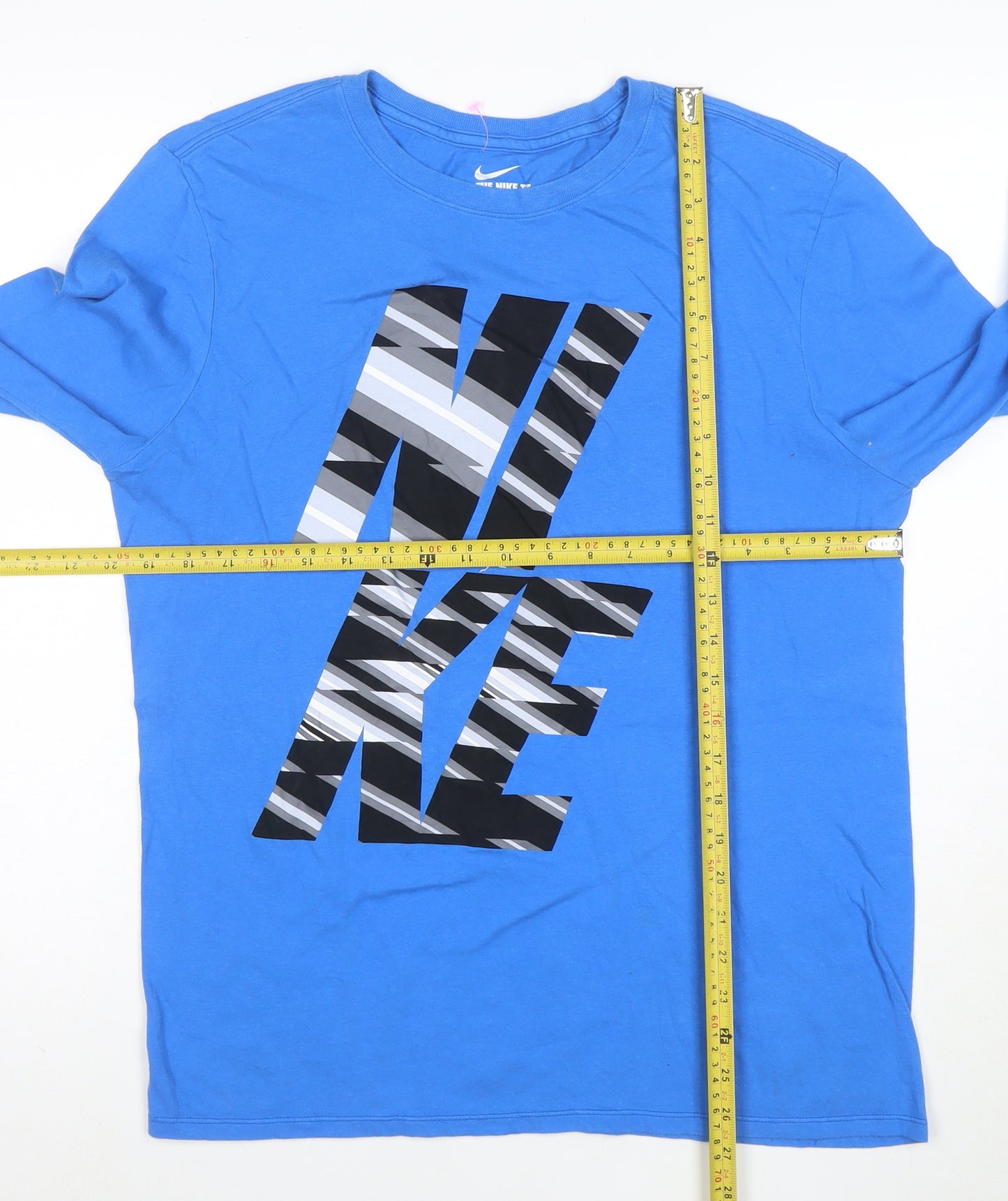 Nike Men's Blue Long Sleeve Graphic Athletic T-Shirt Size M