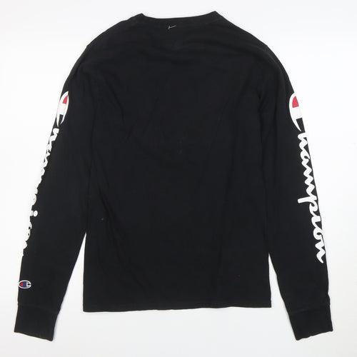 Champion Men's Black Long Sleeve Crew Neck Graphic T-Shirt Size S