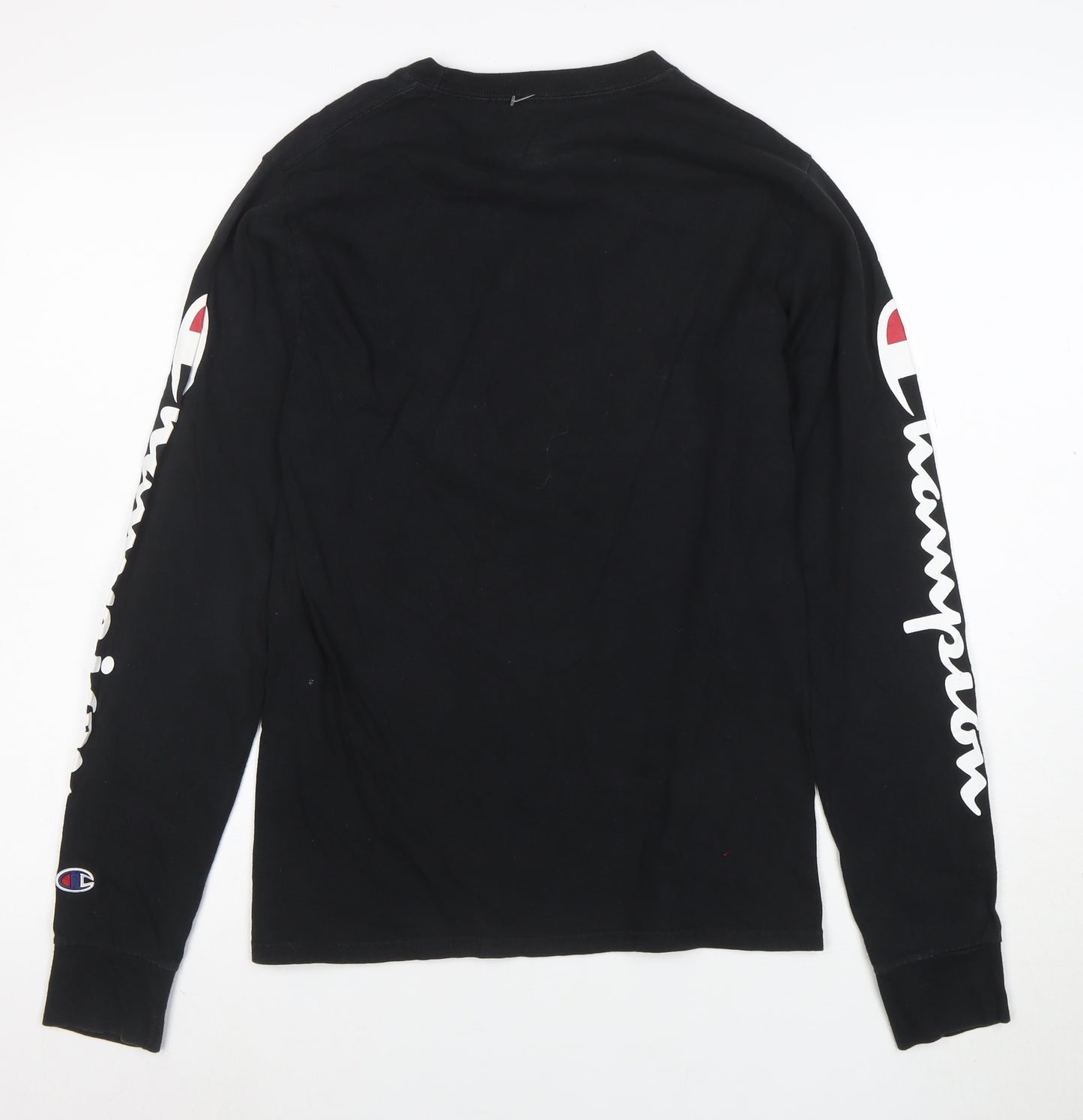 Champion Men's Black Long Sleeve Crew Neck Graphic T-Shirt Size S