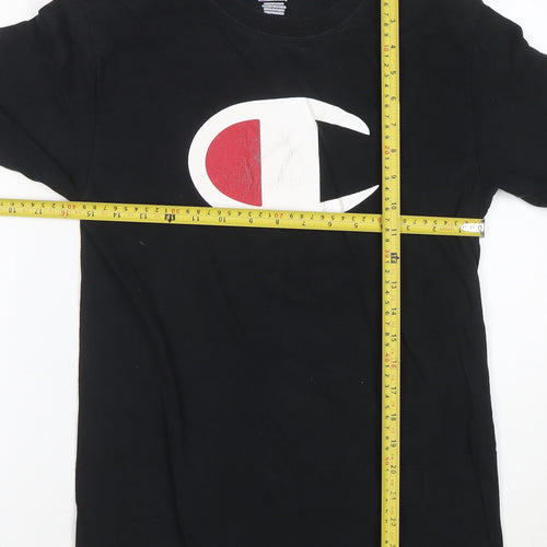 Champion Men's Black Long Sleeve Crew Neck Graphic T-Shirt Size S