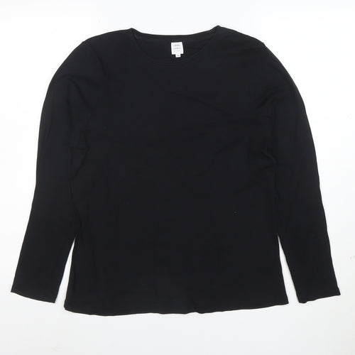 John Lewis Women’s Black Long Sleeve Cotton Stretch T-Shirt Size 14