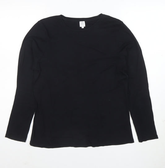 John Lewis Women’s Black Long Sleeve Cotton Stretch T-Shirt Size 14